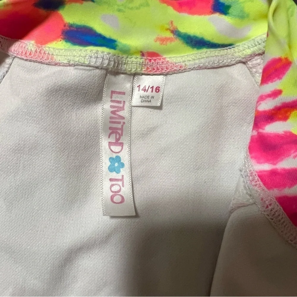 Limited Too Girls' Rash Guard –UPF 50+ One-piece Long Sleeve Swimsuit Size 14/16